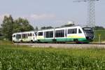 Zwei Vogtlandbahn Desiro pendeln als Alex von Mnchen nach Kempten hinter Buchloe am 07.07.2013