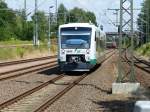 VT57 nach Plauen(Vogtl.O.B.) am 22.07.2014 im Bahnhof Neumark(Vogtl.).