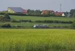 VT 69 der Vogtlandbahn ist auf der Relation Hof - Falkenstein unterwegs.