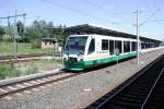 Am 28.05.2005 verlässt ein Regiosprinter (VT43) der Vogtlandbahn den Bahnhof von Reichenbach in Richtung Adorf.