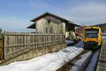 650 070 steht am 14.02.2019 abfahrbereit nach Viechtach im Bahnhof Gotteszell