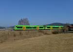 650 657 (VT 22) + 650 650 (VT 15) als WBA1 nach Plattling am 09.03.2014 bei Zachenberg.