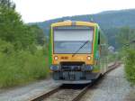 Nachschuss auf Waldbahn VT18 nach Plattling. Gotteszell 25.05.2014.
