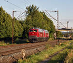 218 455 und 215 025 beide bei der EFW-Verkehrsgesselschaft tätig kamen als Lokzug bei Thüngesheim.(3.7.2020).