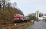 218 455 mit einem Sonderzug von Köln nach Blankenburg(Harz) am 29.02.2020 bei der Einfahrt in Stadtoldendorf