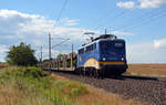 140 774 führte am 27.06.18 einen leeren BLG-Autozug durch Niederndodeleben Richtung Magdeburg.