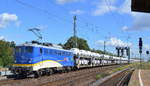 evb Logistik mit  140 798-0  (NVR-Nummer: 91 80 6 140 798-0 D-EVB) mit PKW-Transportzug (fabrikneue AUDI Modelle in Folie) am 05.09.19 Magdeburg Neustadt.