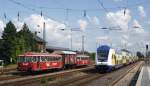 Der metronom nach Cuxhaven fhrt in den Bahnhof der Hansestadt Stade ein.