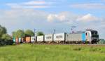 Am 28.Mai 2013 war RP/EVB 193 802 mit einem Containerzug bei Elze(Han) auf dem Weg nach Vieselbach.
