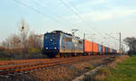 151 078 der EGP schleppte am 24.11.19 einen Containerzug durch Greppin Richtung Dessau.