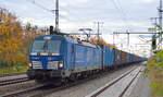 Eisenbahngesellschaft Potsdam mbH, Potsdam [D] mit  193 848-9  [NVR-Nummer: 91 80 6193 848-9 D-EGP] und Containerzug (Mukranexpress) am 03.11.21 Durchfahrt Bf.