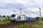 247 906 kommt von Leipzig Plagwitz mit einem Containerzug durch Leipzig Leutzsch gefahren.