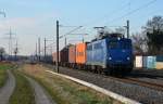 140 853 der EGP zog am 17.02.16 einen Containerzug durch Braschwitz Richtung Magdeburg.