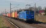 140 649 der EGP beförderte am 25.03.17 einen Containerzug durch Braschwitz Richtung Magdeburg.
