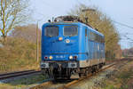 EGP Lok 151 118 des Kreidezuges bei Rangierarbeiten auf dem Bahnhof Lancken. - 03.04.2019