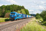 192
 102 der EGP mit einem Containerzug bei Postbauer-Heng Richtung Nürnberg, 21.06.2019