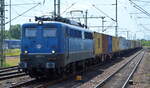 Eisenbahngesellschaft Potsdam mbH, Potsdam mit  140 037-3  (NVR:  91 80 6140 037-3 D-EGP ) und Containerzug Richtung Hamburg am 15.06.22 Durchfahrt Bahnhof Wittenberge.