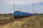EGP 140 853 mit gesammelten Leerkisten aus Mukran nach Hamburg. Aufgenommen bei Samtens am 04.08.2022 und damit liebe Grüße zurück an den Lokführer.

