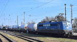 Eisenbahngesellschaft Potsdam mbH, Potsdam (EGP) mit ihrer  151 139-3 (NVR:  91 80 6151 139-3 D-EGP ) und dem Zementstaubzug aus Berlin (leer) am 29.02.24 Vorbeifahrt Bahnhof Stendal Hbf.