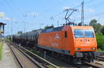 EKO-Trans mit 145-CL 001 [NVR-Number: 91 80 6145 081-6 D-EKO] und Leerzug Kesselwagen am 28.05.18 Berlin-Hirschgarten.