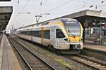 Eurobahn ET 5.22 ist hier aus Münster in Hamm in Westfalen am 10.01.2022 um 10.09 Uhr angekommen und fährt anschließend weiter nach Paderborn.