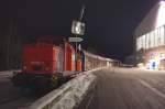 346 502 von Erfurter Bahnservice steht mit einem kurzem H-Wagenzug in Steinbach am Wald abgestellt. 18.01.2013