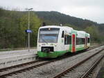 Während der 641 012 aus Katzhütte,am 25.April 2022,in Rottenbach eingetroffen war kam der EIB VT012 als Anschlußzug von Saalfeld an.Nach der Kreuzung mit dem Gegenzug fuhr der VT012