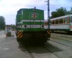 Am Sonntag den 01.06.08 war Lok 22 (Lisa 2) der Erfurter Industrie Bahn in Neckarbischofsheim Nord vor der SWEG Werkstatt abgestellt. SWEG Strecke Meckesheim-Aglasterhausen-Hüffenhardt.
Leider hier nur in schlechter Fotohandyqualität!