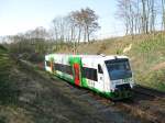 VT 001  Stadt Erfurt  der EIB (Erfurter Industriebahn) auf dem Weg nach Erfurt, aufgenommen zwischen Ahrenshausen und Leinefelde. 11.04.2009.