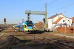 Eurobahn ET 9.01 fährt hier am 16.2.2019 um 9.30 Uhr auf dem Weg nach Osnabrück in Hasbergen ein.