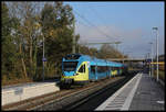 Eurobahn ETZ 9.01 hält hier am 4.11.2020 um 9.34 Uhr als RB 66 auf dem Weg nach Münster in Natrup Hagen.