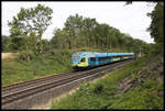 Eurobahn ET 9.05 ist hier am Ortsrand von Hasbergen am 5.7.2019 um 12.31 Uhr als RB 66 nach Münster unterwegs.