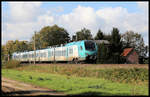 ET 4.03 der Eurobahn ist hier am 29.10.2019 um 12.52 Uhr kurz vor Westerhausen auf dem Weg nach Bielefeld.