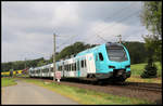 Zwischen Laggenbeck und Velpe in  Höhe des Permer Stollen ist hier der ET4.02 der Eurobahn am 3.5.2020 um 10.33 Uhr auf dem Weg nach Bielefeld.