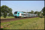 Eurobahn ET 4.08 ist hier am 10.6.2021 um 8.15 Uhr bei Westerhausen nach Bielefeld unterwegs.