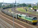 Freightliner PB08, Class 66, 9288 0266 002-9 B-BRLL mit einem offenen Leergutzug nach dem Umsetzen abfahrtbereit in Gera am 16.6.2020