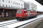 145 CL 015 (Lok 2005 der HGK) befhrt am 11.12.08 solo das Durchfahrtgleis in Ulm zwischen Gleis 1 und 2.