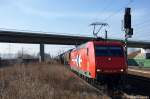 145-CL 011 (145 089-9) (HGK 2001) von der HGK Hfen - Und Gterverkehr Kln mit einem Kesselzug in Wustermark. 21.02.2011