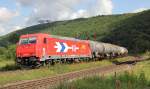 HGK 185 603-8 mit Kesselwagenzug in Fahrtrichtung Sden. Aufgenommen am 10.07.2012 in Wernfeld.