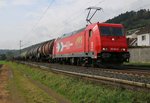 185 603-8 der HGK mit Kesselwagenzug in Fahrtrichtung Norden. Aufgenommen am 10.10.2014 in Ludwigsau-Friedlos.