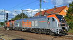 Havelländische Eisenbahn AG, Berlin-Spandau mit der Eurodual Lok  159 009  [NVR-Nummer: 90 80 2159 009-0 D-HVLE] am Haken von  V 160.10  [NVR-Nummer: 92 80 1203 142-5 D-HVLE] am  21.09.22