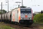 Lok  Havelland  / 185 583-2 HVLE vor Getreidezug am 13.05.2020 - vom Bü an der Pkb in Anklam aus aufgenommen.