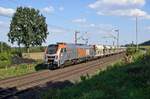 HVLE 159 001 mit Schüttgutwagenzug in Richtung Osnabrück (Bohmte-Stirpe, 24.08.2022).