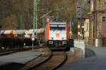 185 640 bei der Durchfahrt durch den Bahnhof Rbeland; 21.03.2009