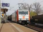 Die 185 583-2 der HVLE brachte am 17.04.2012 einen MoBa-Kesselwagenzug in Richtung Wunstorf.