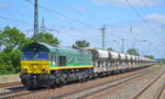 HHPI - Heavy Haul Power International GmbH mit  RL002   [NVR-Nummer:  92 80 1266 032-2 D-BRLL ] mit Schüttgutwagenzug beladen mit Kies am 28.06.19 Saarmund Bahnhof.