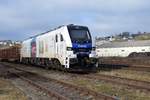 Am 27.02.2021 steht die Stadler Eurodual 159 201-3 (HHPI 20-01) wieder mit einem beladenen Holzzug am Ladegleis in Arnsberg.