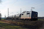 162 005 (151 133) der Hectorrail führte am 13.02.22 einen Kesselwagenzug durch Burgkemnitz Richtung Wittenberg.