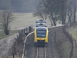 Der Alstom Coradia LINT 41 VT 256 der Hessische Landesbahn auf dem Weg nach Erndtebrück.