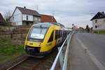 Dieser VT 283 (BR 648) fährt am 19.04.2016 als HLB 24803 nach Fulda. Aufgenommen in Nieder-Ohmen .
